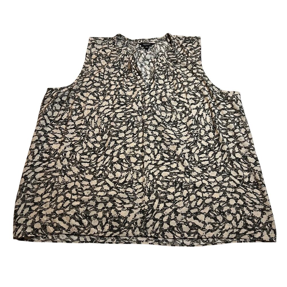 Simply Vera Vera Wang Sleeveless Split Neck Blouse Size X-Large Camo Print